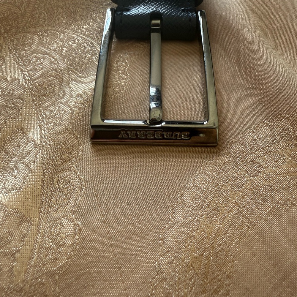 Burberry Black and Blue Leather Belt with Silver Buckle - Picture 4 of 11
